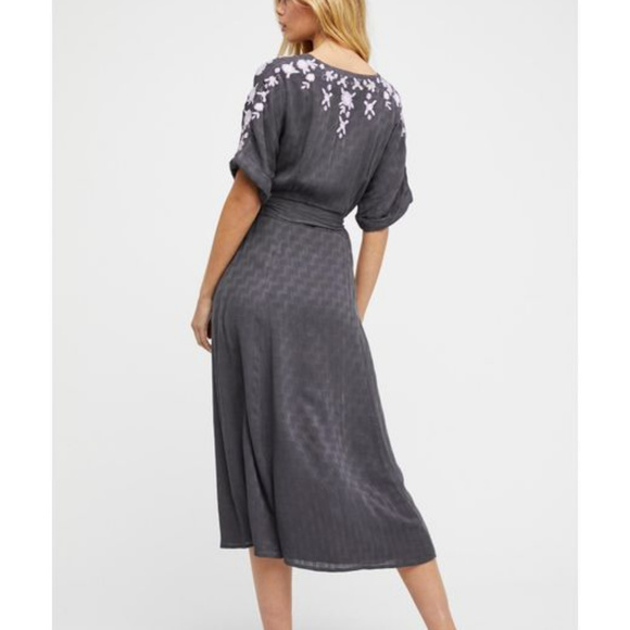 FREE PEOPLE Embroidered Tie Waist Midi Dress - Picture 7 of 7